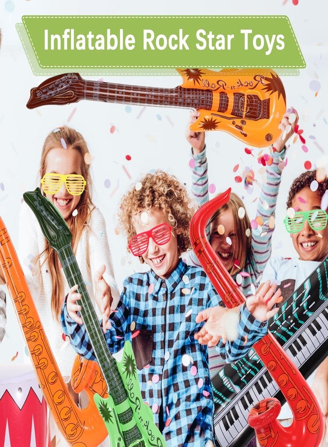 Dyrfolm 30 Pcs Inflatable Rock Star Toy Set,80s 90s Party Decorations Inflatable Party Props,Inflatable Guitar Microphone,Inflatable Piano,Saxophone Drum,Party Favors Rock and Roll Party Supplies - Image 5
